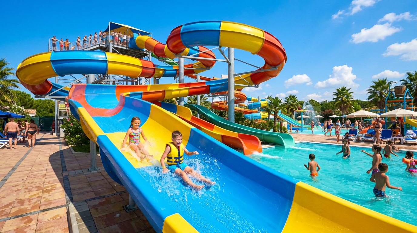 Acquapark vicino Firenze con scivoli colorati e piscine per famiglie