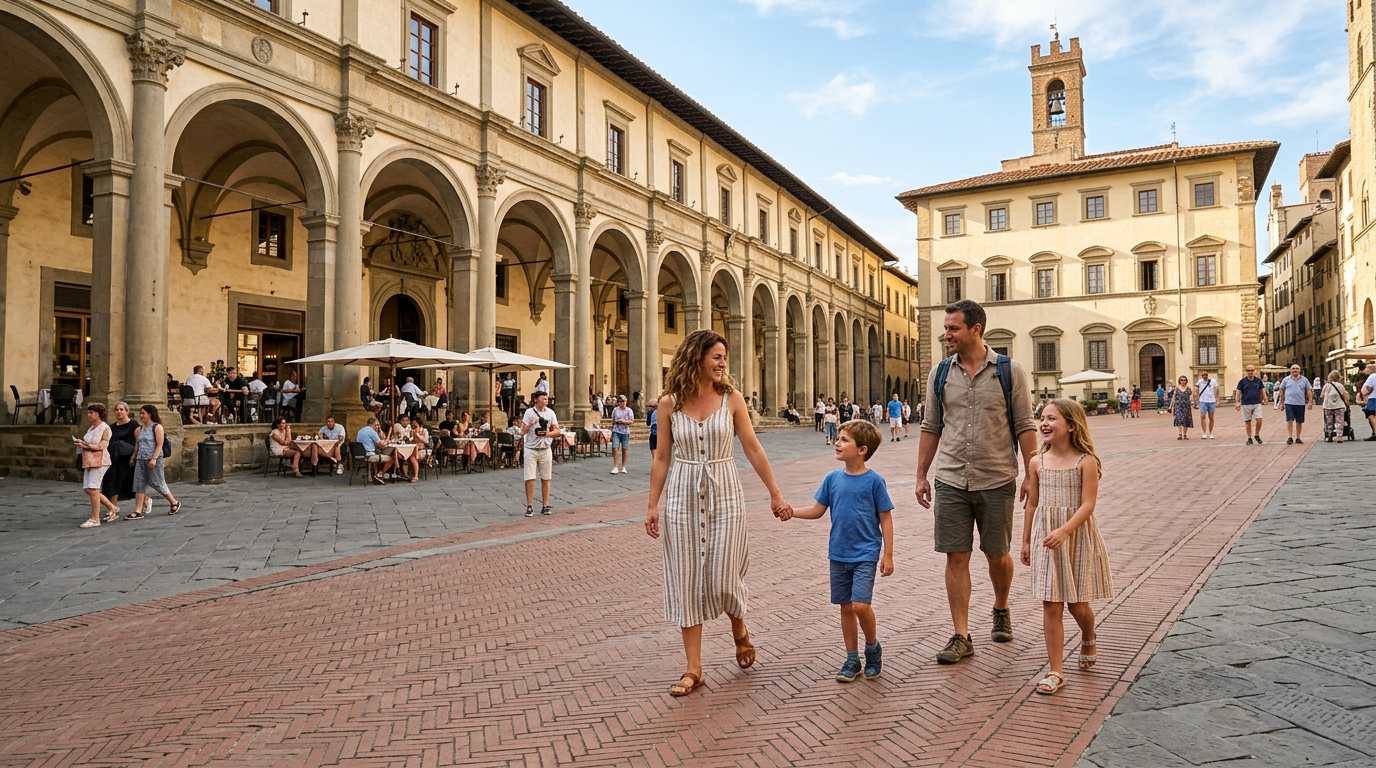 Gita Arezzo famiglie da Firenze con bambini in Piazza Grande medievale