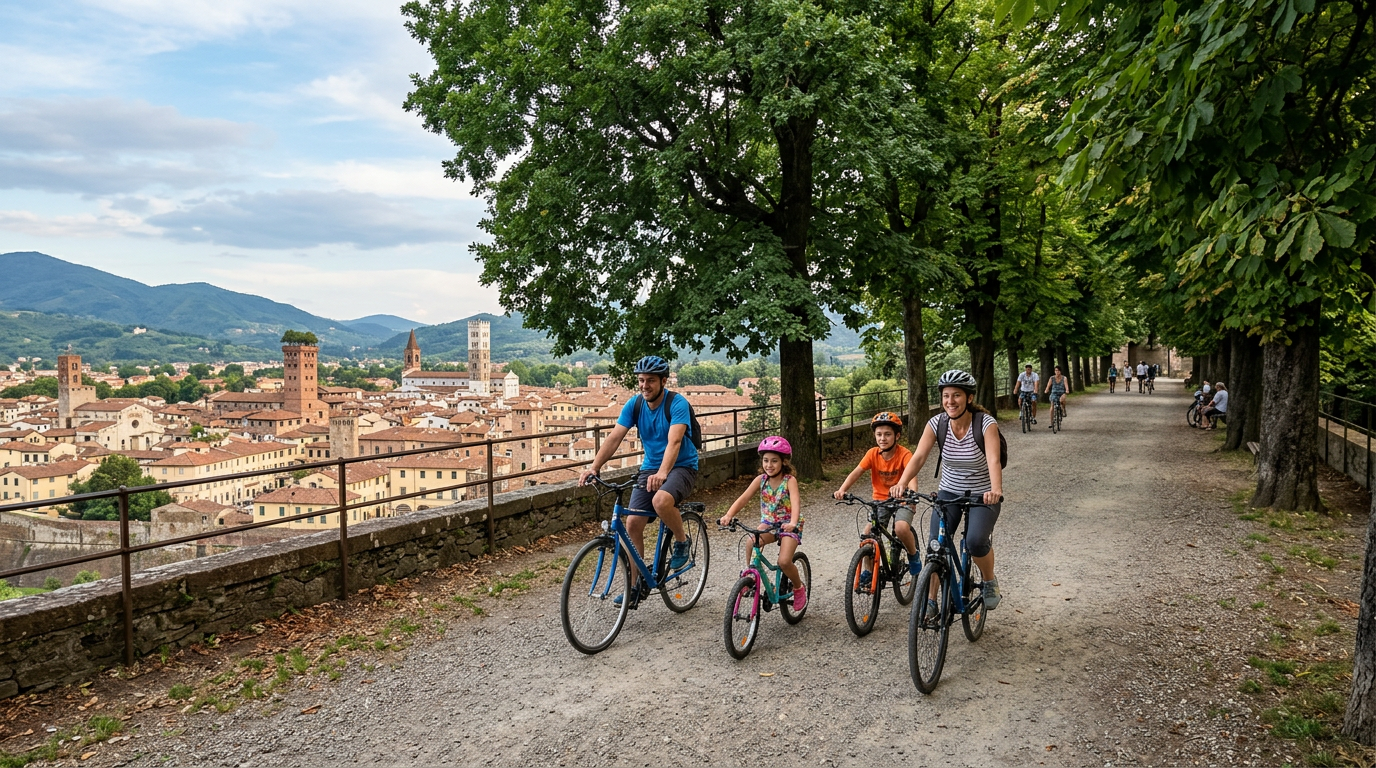 Gita Lucca famiglie da Firenze con bambini in bici sulle mura rinascimentali