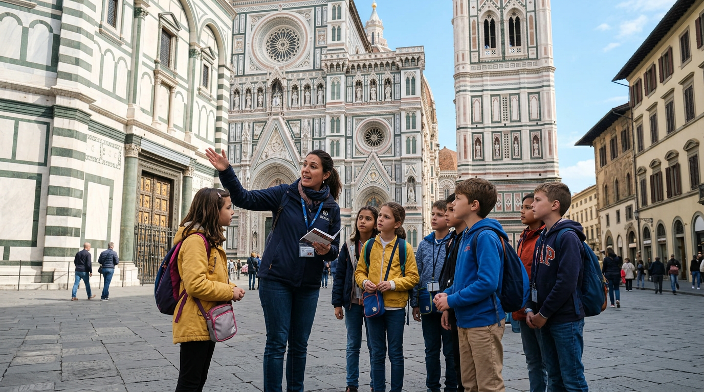 Guida con bambini in tour a piedi tra Piazza del Duomo e Ponte Vecchio a Firenze